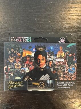 Bravado Michael Jackson Collage In-Ear Earbuds in Black and Gold
